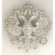 Кокарда офицеров и нижних чинов Русской Императорской армии в период правления Императора Александра II, Александра III и начальный период правления Николая II. Белый прибор. 